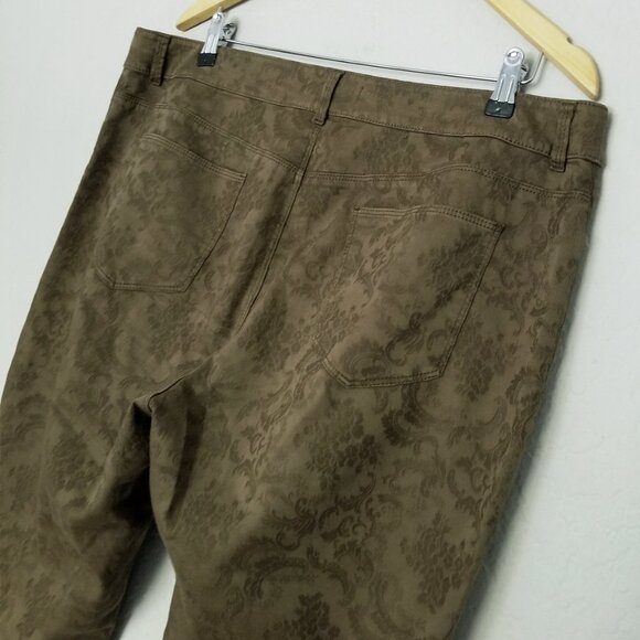 Chico's Jacquard 5 Pocket Ankle Pants in Sherwood Olive Women's 2.5 US 14 Green - Picture 10 of 16